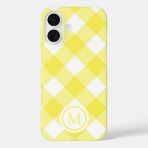 Coque Pour iPhone 16 Gingham Monogramme Jaune Ensoleillé