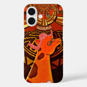 Coques iPhone 16 Girafe avec deux queues de ponytail art
