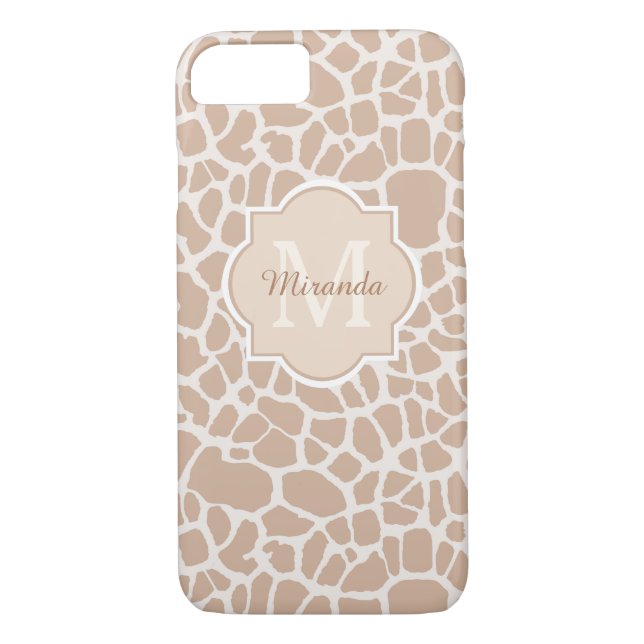 Coques Case-Mate iPhone Girafe Brown classique Imprimer Monogramme et nom (Dos)