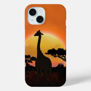 Coque Pour iPhone 15 Giraffe couché de soleil du Serengeti   Safari Wil