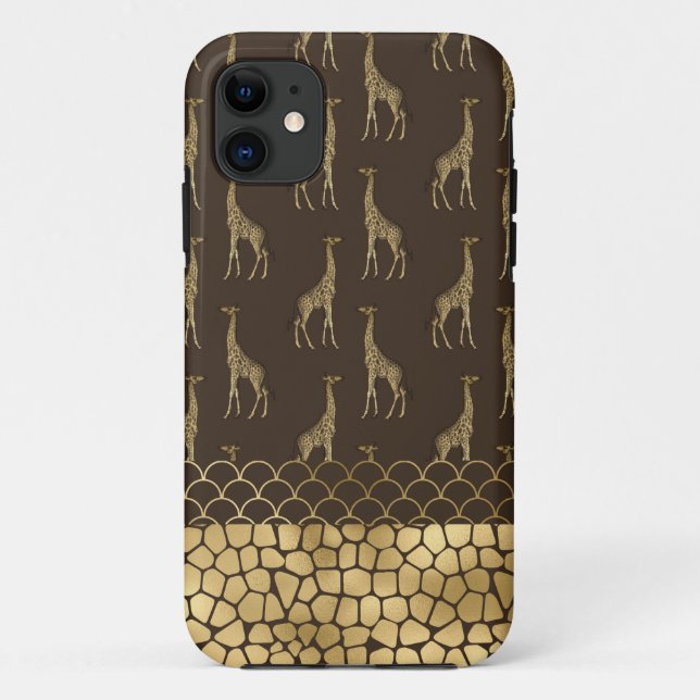 Coques Case-Mate iPhone Giraffe d'or Safari africain élégant (Dos)