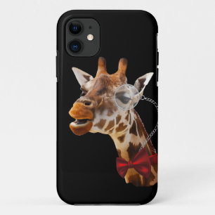 Coque iPhone 11 Giraffe drôle avec Bowtie et Monocle