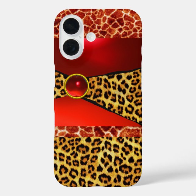 COQUES Case-Mate iPhone GIRAFFE LÉOPARD PEAU ROUGE GIRAFFE IMPRIMÉ GEMSTON (Verso)