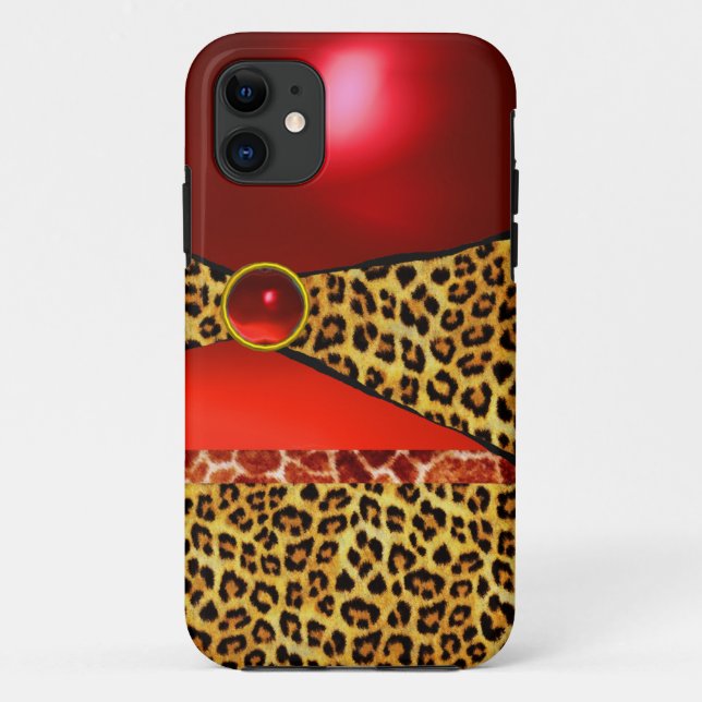 COQUES Case-Mate iPhone GIRAFFE LÉOPARD PEAU ROUGE GIRAFFE IMPRIMÉ GEMSTON (Dos)