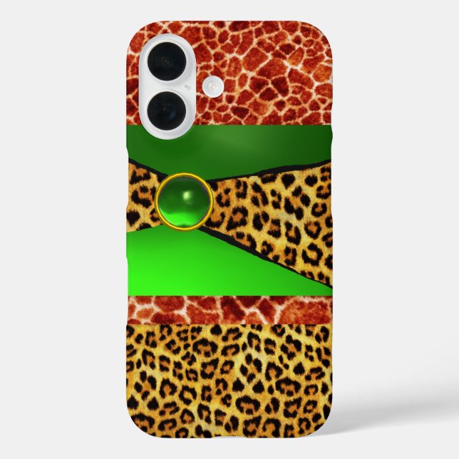 COQUES Case-Mate iPhone GIRAFFE LÉOPARD PEAU VERT EMERALD GEM IMPRIMÉ (Verso)