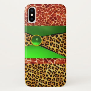 ETUI iPhone Case-Mate GIRAFFE LÉOPARD PEAU VERT EMERALD GEM IMPRIMÉ