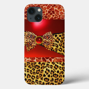 ETUI iPhone Case-Mate GIRAFFE LEOPARD SKIN BOW IMPRIMÉ, ROUGE RUBY GEMST