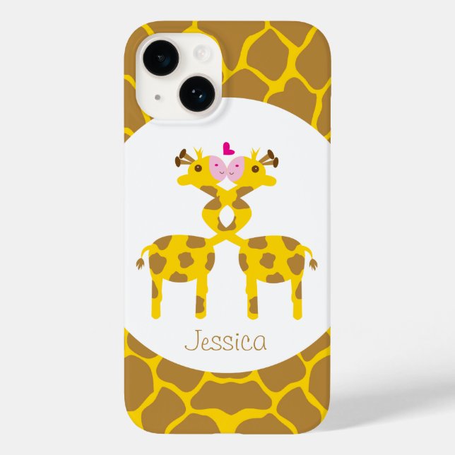 Coques Case-Mate iPhone Giraffes sucrées personnalisées en amour (Verso)