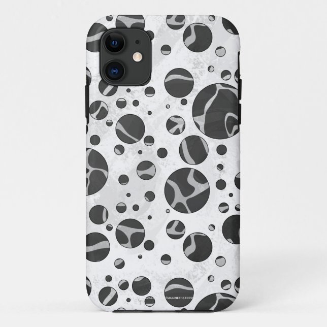 Coques Case-Mate iPhone Giraffy Polka Dot noir et gris clair Impression (Dos)