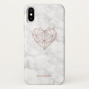 Case-Mate iPhone Case Girly Faux Rose Gold Coeur géométrique   Revêtemen
