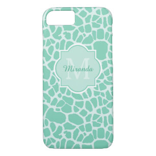 Etui iPhone Case-Mate Girly Neo Mint Green Giraffe Imprimer Nom du monog
