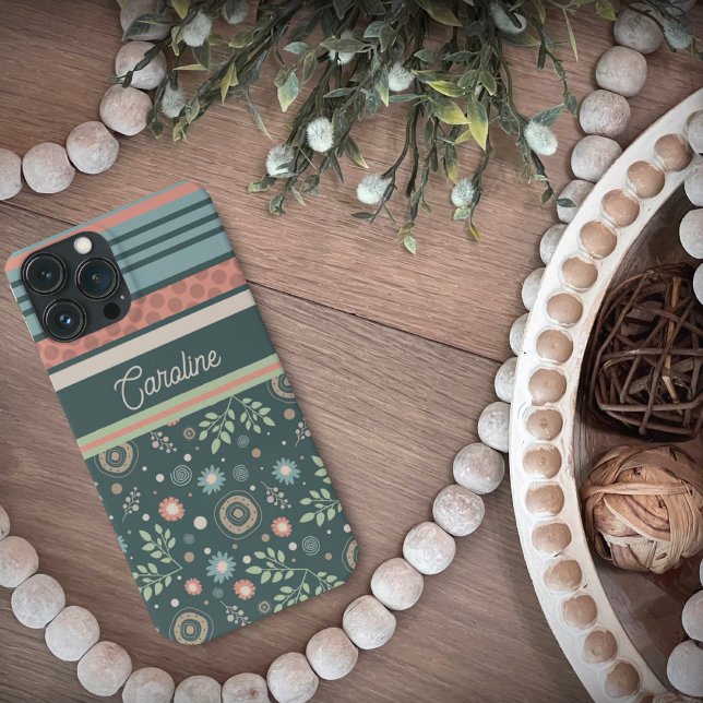 Coques Case-Mate iPhone Girly Stripe Floral Plutôt Moderne tendance (Créateur téléchargé)