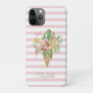 Case-Mate iPhone Case Glace,Tropical Leaves Fruit, Rayures roses   