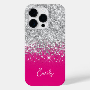 Coque Pour iPhone 14 Pro Glam à Parties scintillant rose et argent chaud