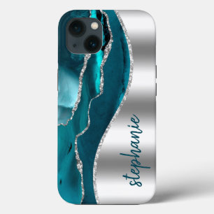 Case-Mate iPhone Case Glam Agate Géode Métallic Argent Sardonyx Nom