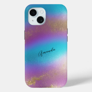 Coque Pour iPhone 15 Glam arc-en-ciel Iridescendant