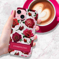 Glam Hot rose violet Rose Marbre Nom du monogramme