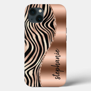 Case-Mate iPhone Case Glam Rose Gold Black Tiger Stripes Nom