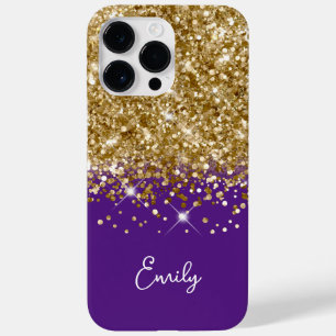 Coque Pour Pour iPhone 14 Pro Max Glam Royal Purple and Gold Parties scintillant