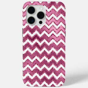 Coque iPhone 15 Pro Max Glamme rose blanc Zigzag