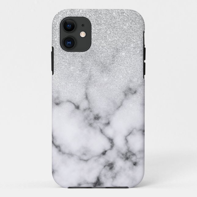 Coques Case-Mate iPhone Glamorous Silver White Glitter Marble Gradient (Dos)