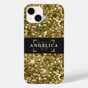 Coque Pour iPhone 14 Glamour Monogrammé Éperche Métallurgique Or