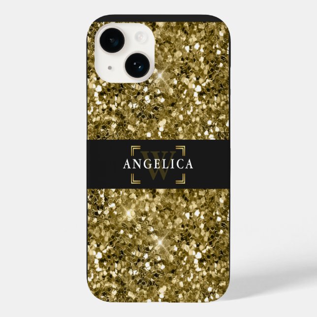 Coques Case-Mate iPhone Glamour Monogrammé Éperche Métallurgique Or (Verso)