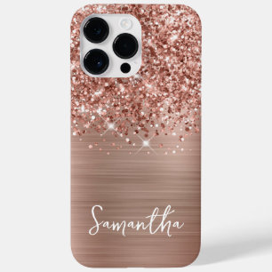Coque Pour Pour iPhone 14 Pro Max Glamour Rose Gold Pailleté Nom