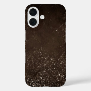 Coque Pour iPhone 16 Glimmery Bronze Grunge   Riche Brown verre Damas
