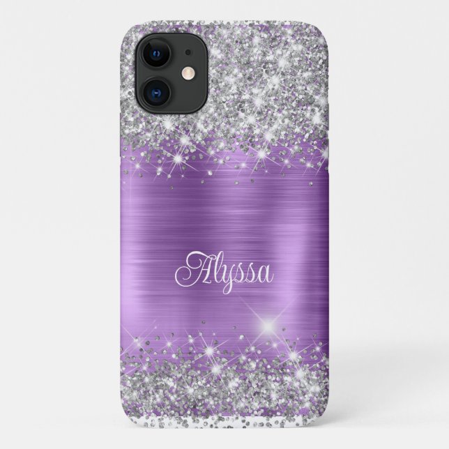 Coques Case-Mate iPhone Glitterie chic Améthyste pourpre Nom (Dos)