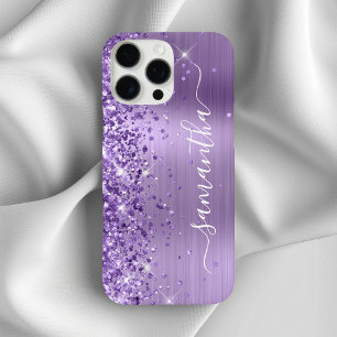 Coques iPhone 16 Pro Max Glitterie Lumière Violet Glam Girl Signature