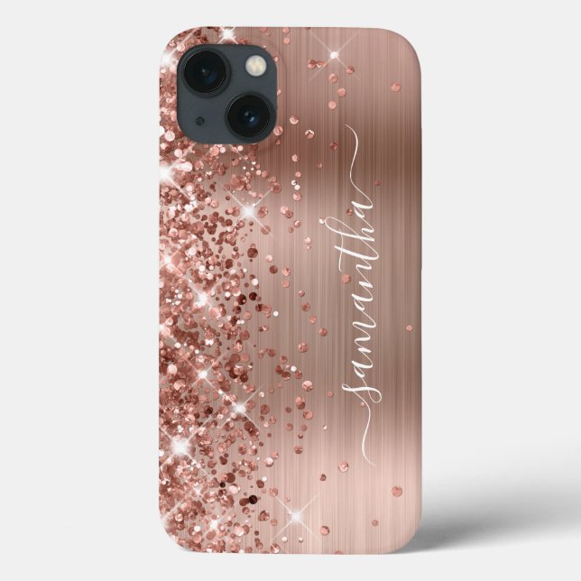 Coques Case-Mate iPhone Glitterie Rose Gold Foil Moderne Fille Signature (Verso)