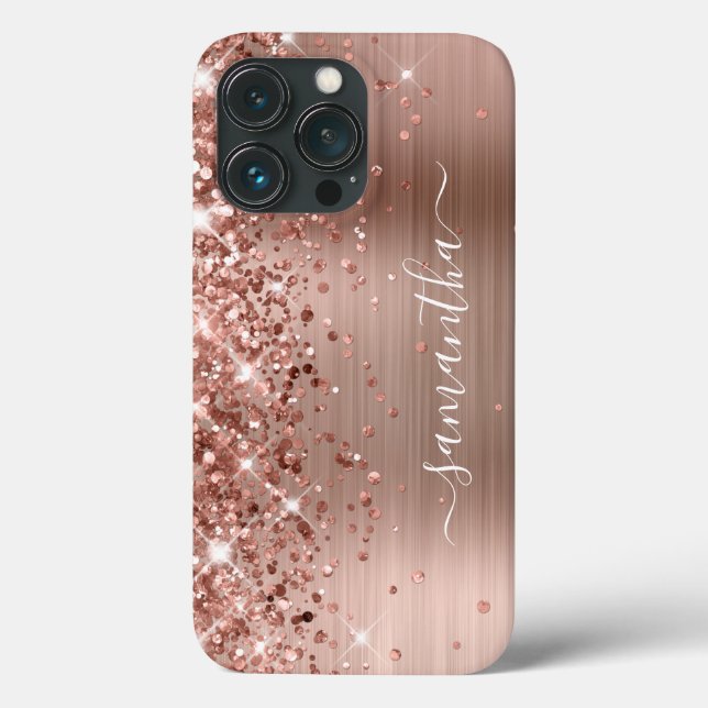 Coques Case-Mate iPhone Glitterie Rose Gold Foil Moderne Fille Signature (Verso)