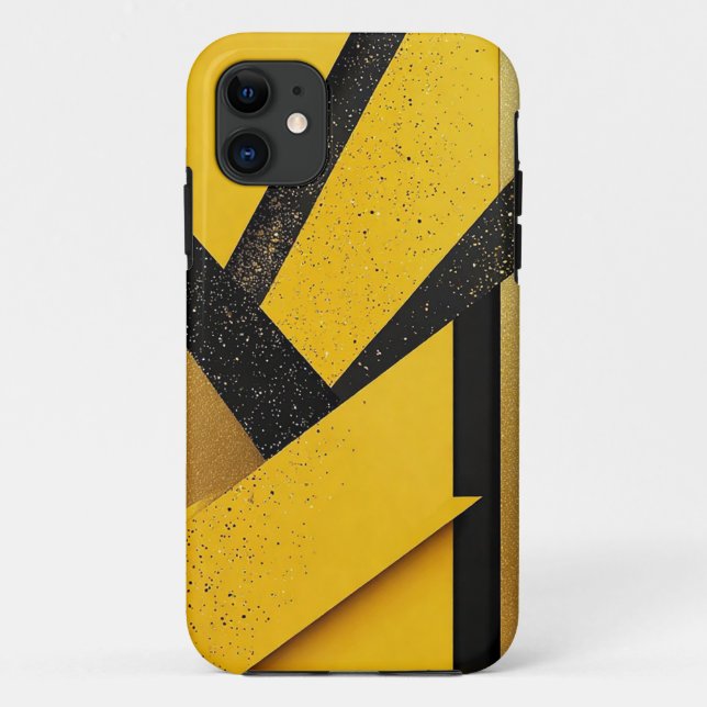 Coques Case-Mate iPhone Glittering Abstrait Jaune et Noir Géométrique (Dos)