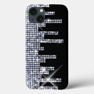 iPhone 13 Case Glittery Black/Silver Glamour