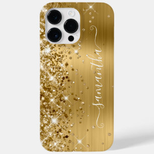 Coque Pour Pour iPhone 14 Pro Max Glittery Gold Glam Modern Girl Signature