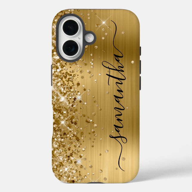Coques Case-Mate iPhone Glittery Gold Metallic Girl Signature (Verso)