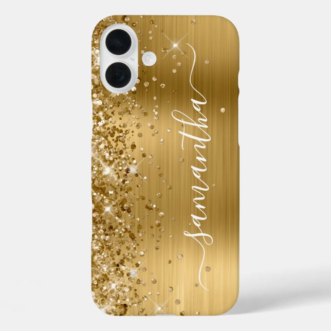 Coques Case-Mate iPhone Glittery Gold Metallic Girl Signature (Verso)