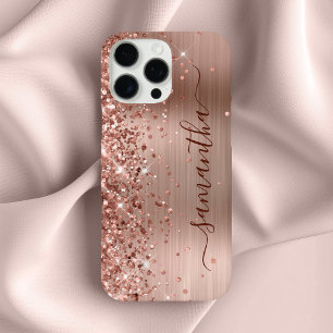 Coques iPhone 16 Pro Max Glittery Gold Metallic Girl Signature