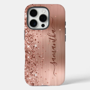 Coques iPhone 16 Pro Glittery Gold Metallic Girl Signature
