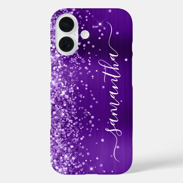 Coques Case-Mate iPhone Glittery Indigo Purple Glam Girl Signature (Verso)
