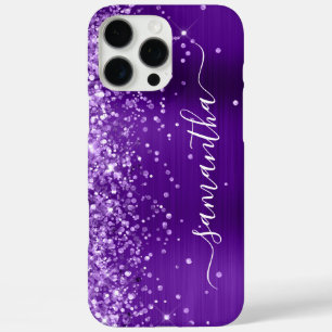Coques iPhone 16 Pro Max Glittery Indigo Purple Glam Girl Signature