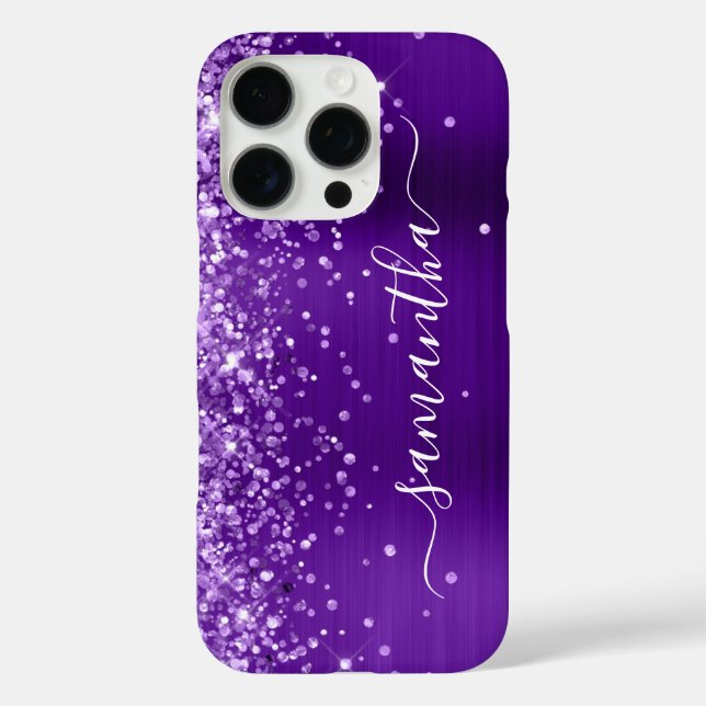 Coques Case-Mate iPhone Glittery Indigo Purple Glam Girl Signature (Verso)