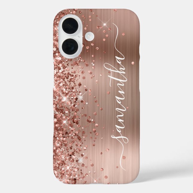 Coques Case-Mate iPhone Glittery Rose Gold Metallic Girly Signature (Verso)