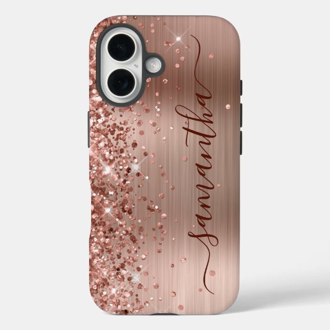 Coques Case-Mate iPhone Glittery Rose Gold Metallic Girly Signature (Verso)