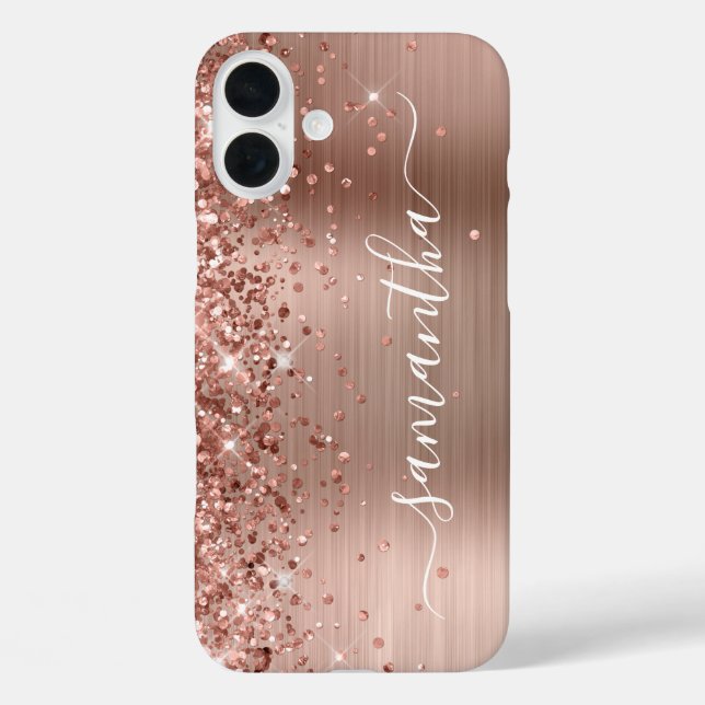 Coques Case-Mate iPhone Glittery Rose Gold Metallic Girly Signature (Verso)