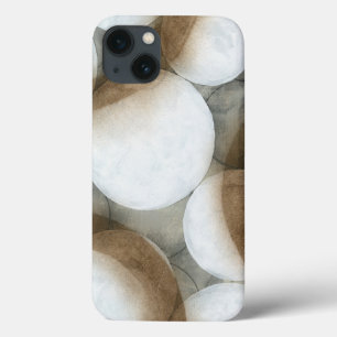 iPhone 13 Case Globes blancs et cercles Brown