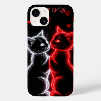 Coque Pour iPhone 14 "Glow Together - Cat Couple Coque"