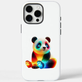 Coques iPhone 16 Pro Max Glowing Colorful Panda Art – Cute Neon Light Panda