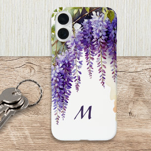 Coques iPhone 16 Plus Glycine Violette Élégante Aquarelle Florale